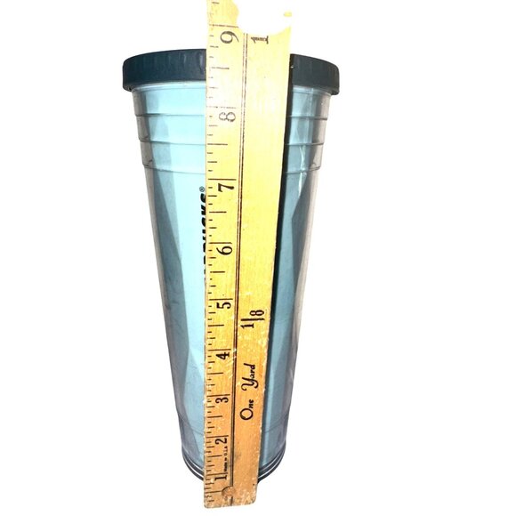 Starbucks 24 Oz Light Blue Diamond Pattern Tumbler With Lid & Red Straw - Picture 7 of 11